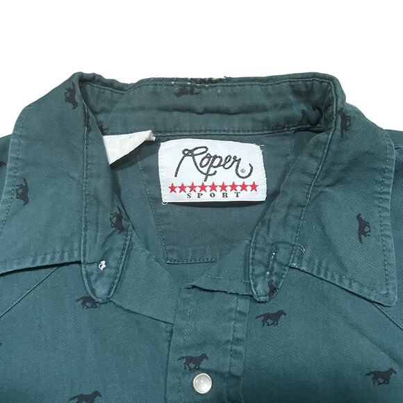 Vintage Roper Western Cowboy Pearl Snap Pattern Long Sleeve Shirt - Picture 4 of 5